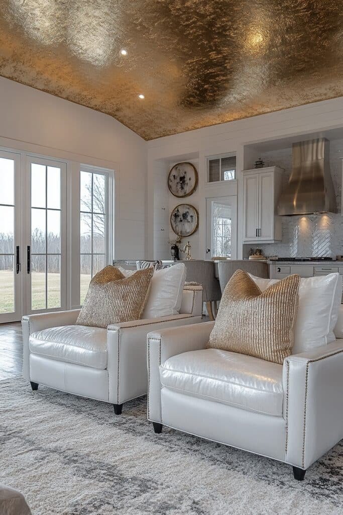 Metallic Glam Barndominium Living Room