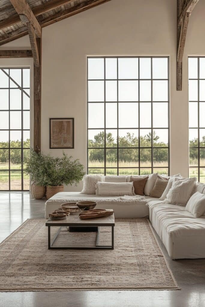 Minimalist Harmony Barndominium Living Room