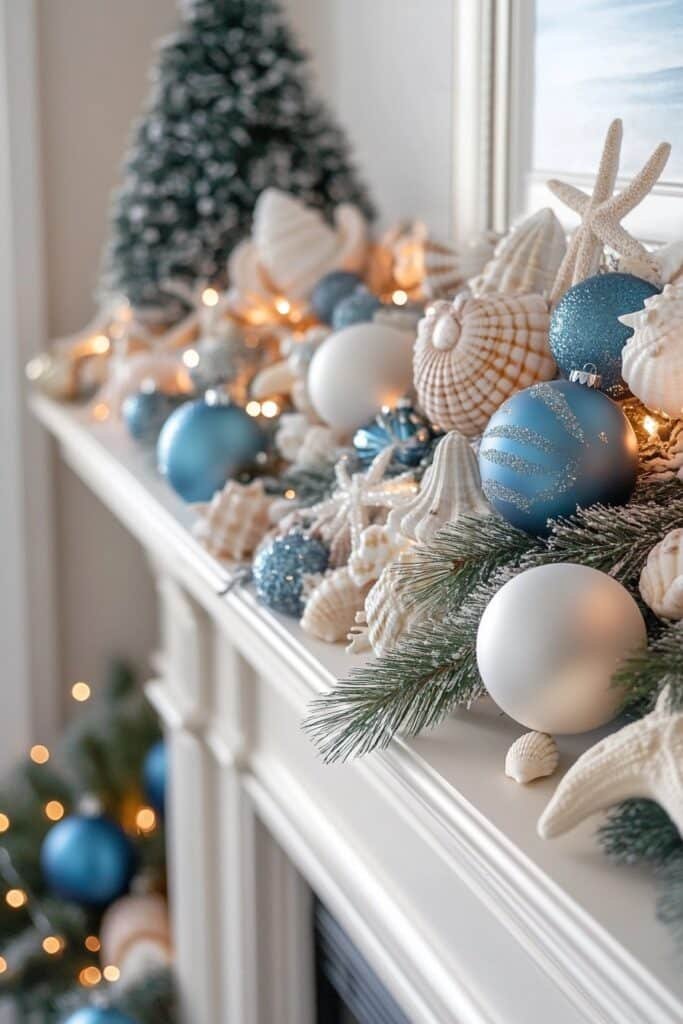 Nautical Blue Holiday Mantel