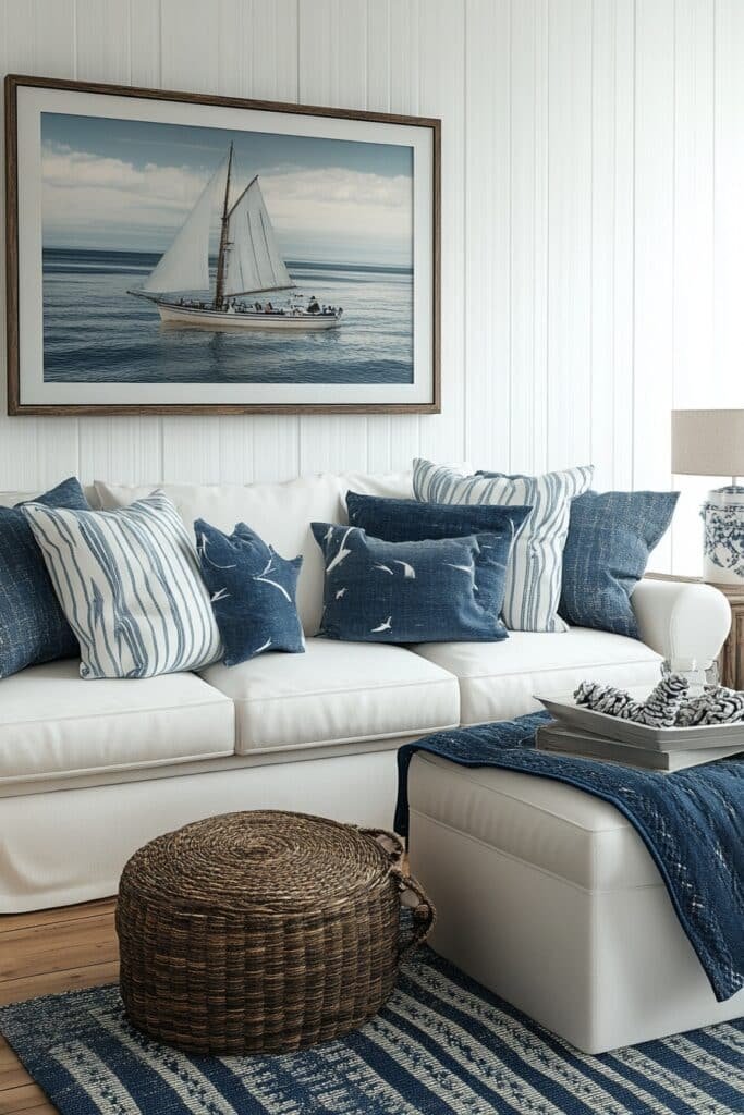 Nautical Retreat Barndominium Living Room