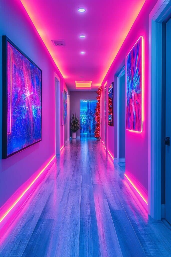 Neon Holiday Hallway