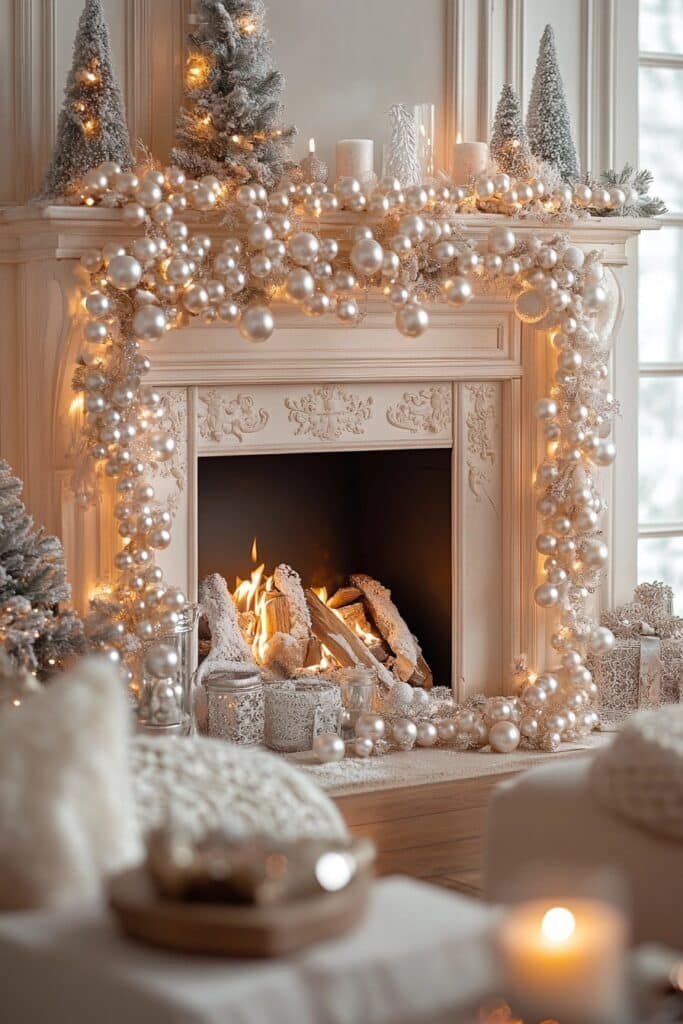 Pearl-Adorned Fireplace