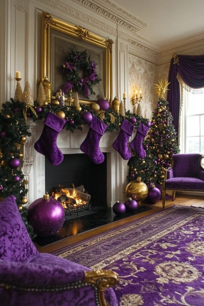 Regal Purple and Gold Fireplace