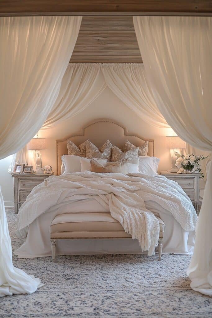 Romantic Elegance Barndominium Master Bed