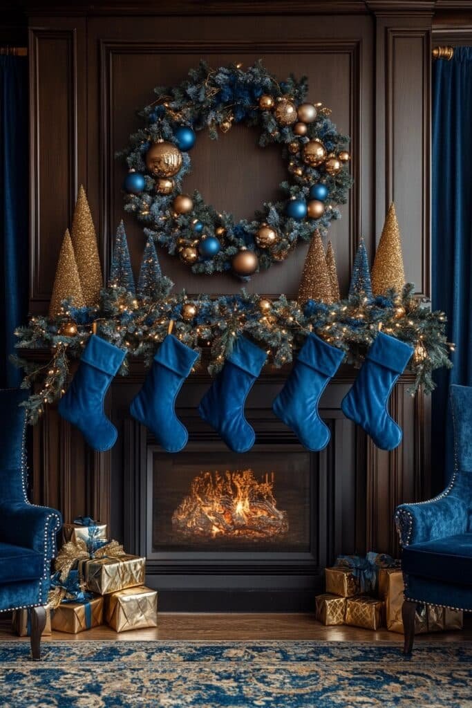 Royal Blue Velvet Mantel