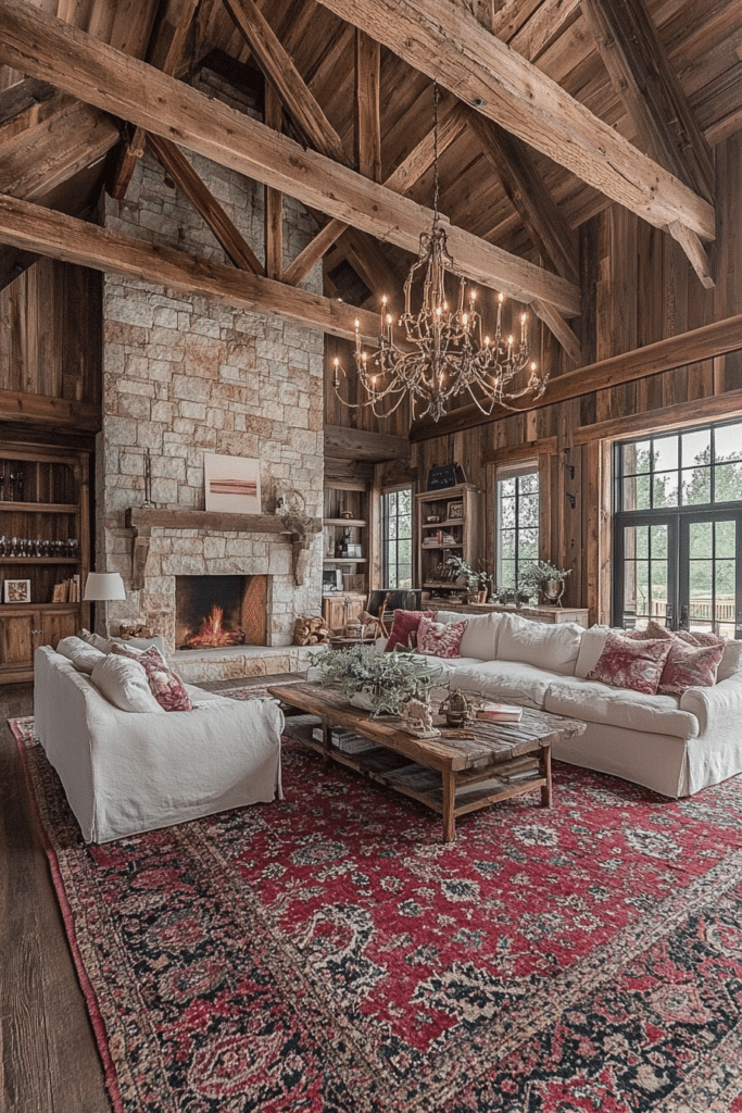 Rustic Charm Barndominium Living Room