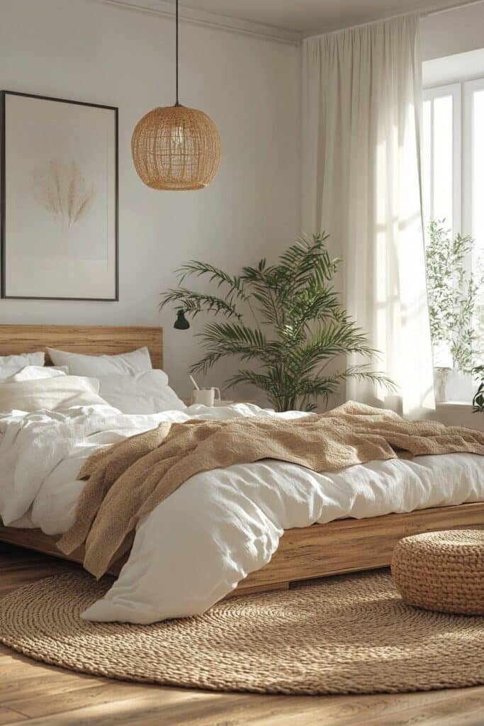 Scandinavian Tranquility Barndominium Master Bed