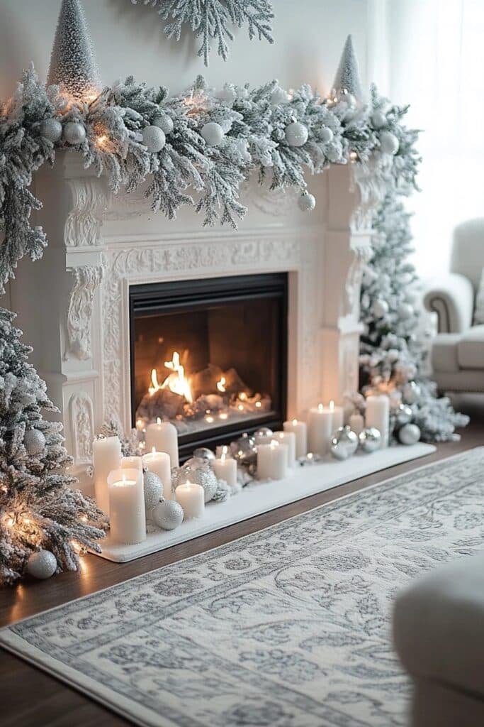 Snow-Kissed White Mantel