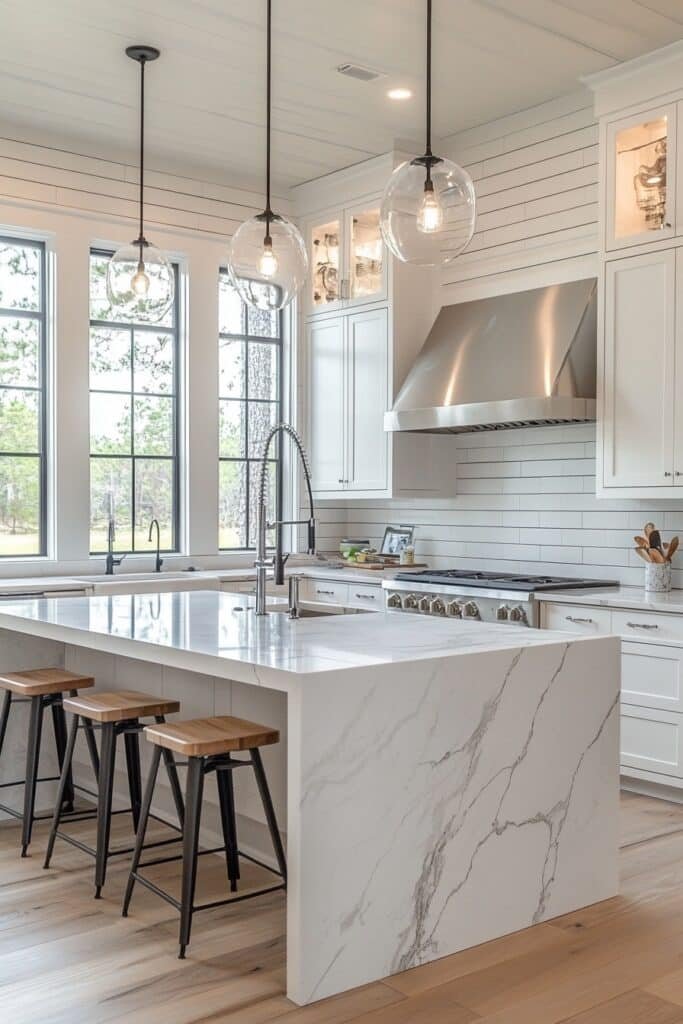 Timeless White Barndominium Kitchen