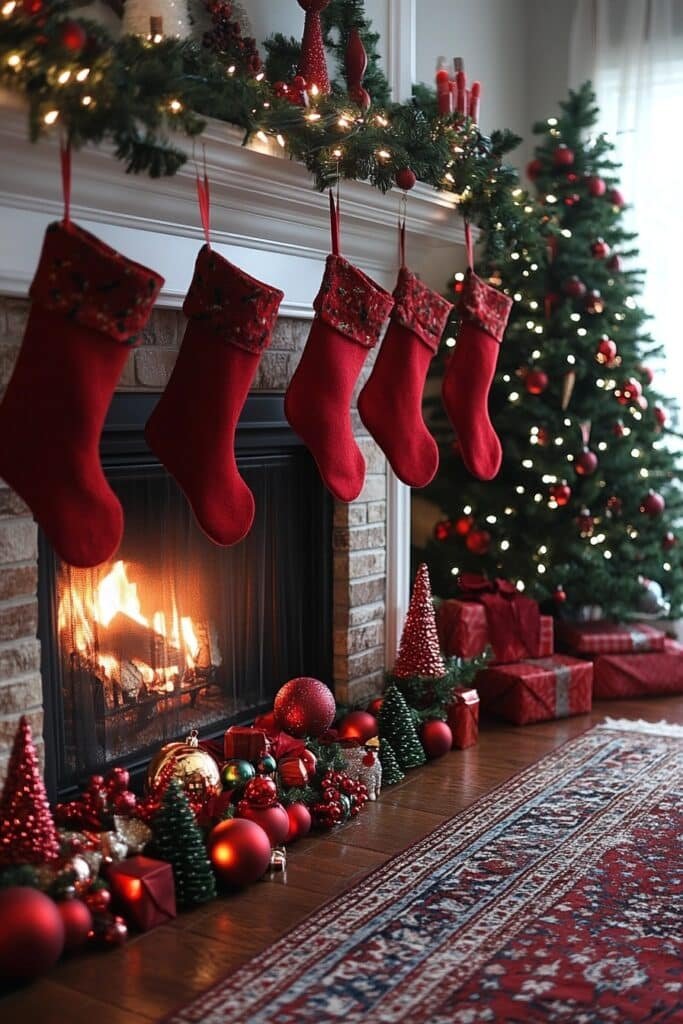 Traditional Red and Green Hearth