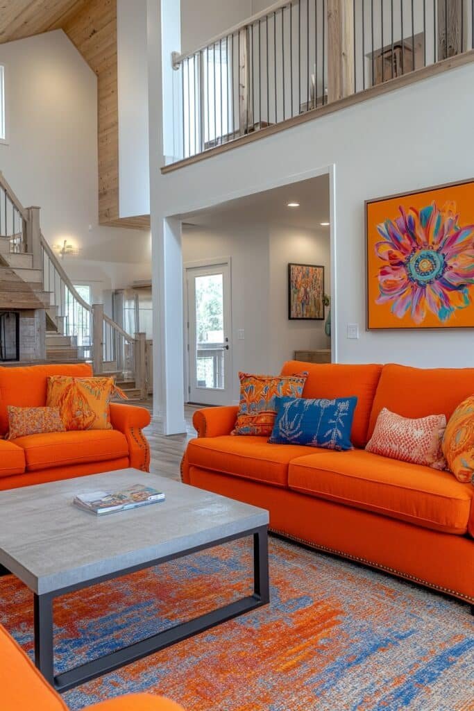 Vibrant Highlights Barndominium Living Room