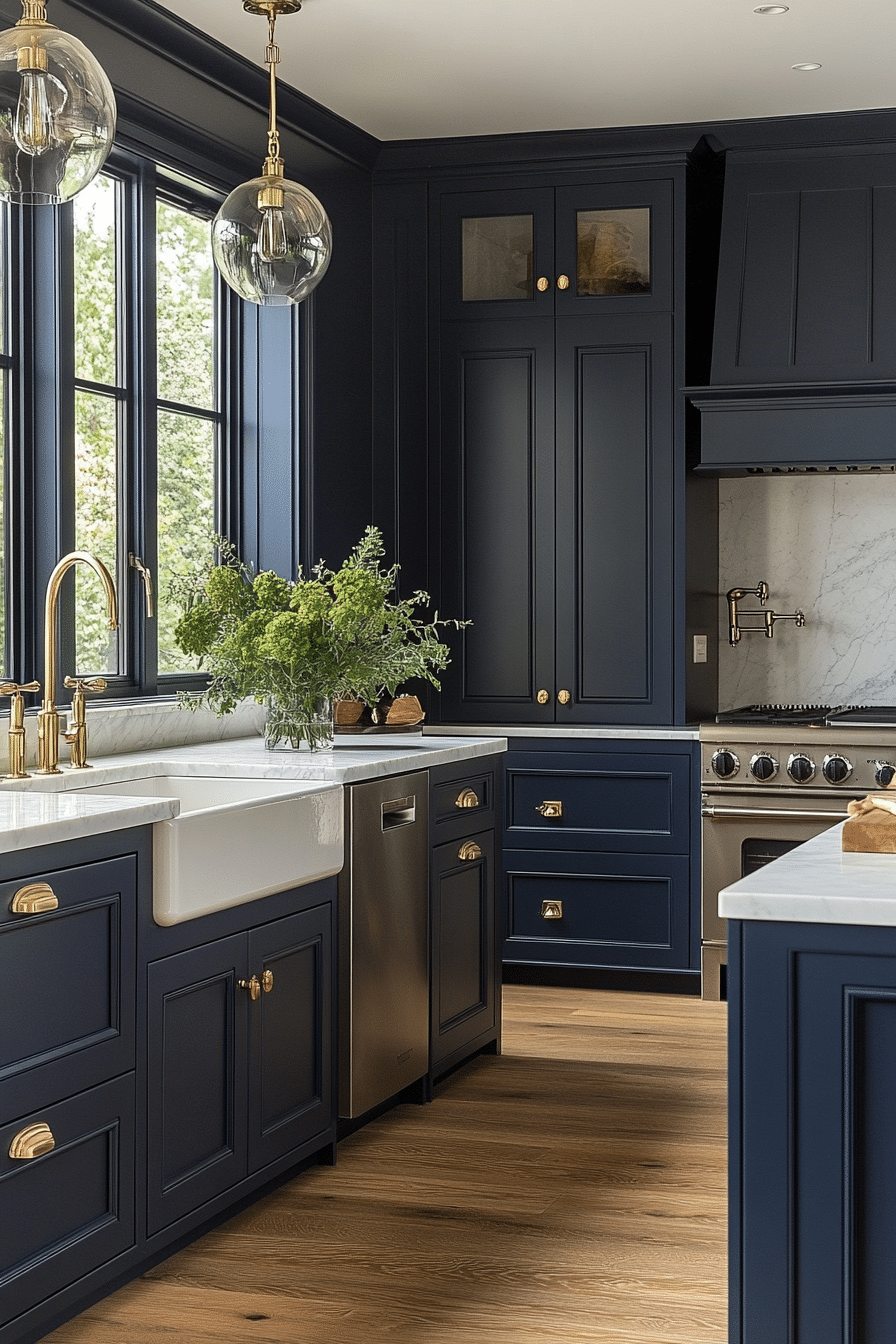 blue kitchen cabinets