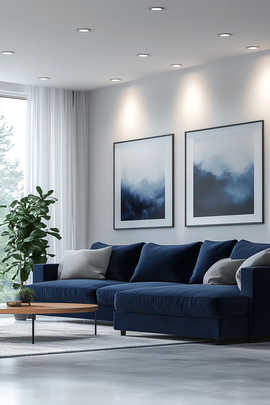 blue couch living room