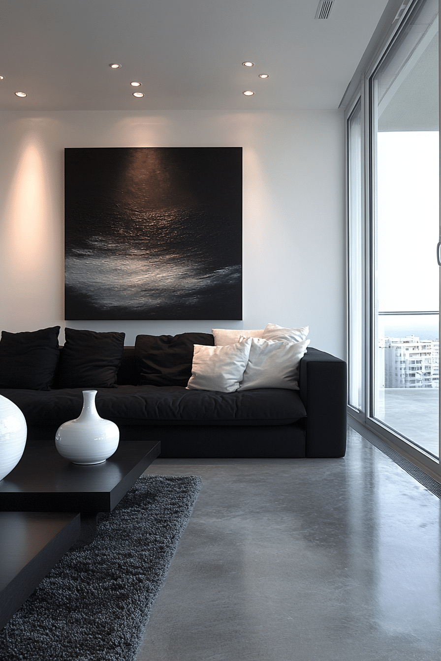 Black couch living room