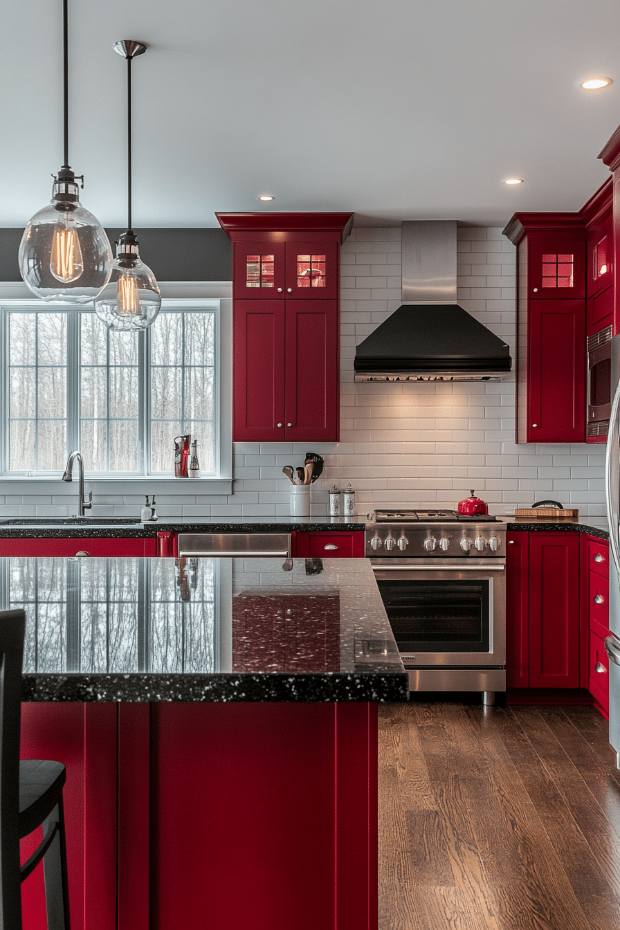 red kitchen cabinets