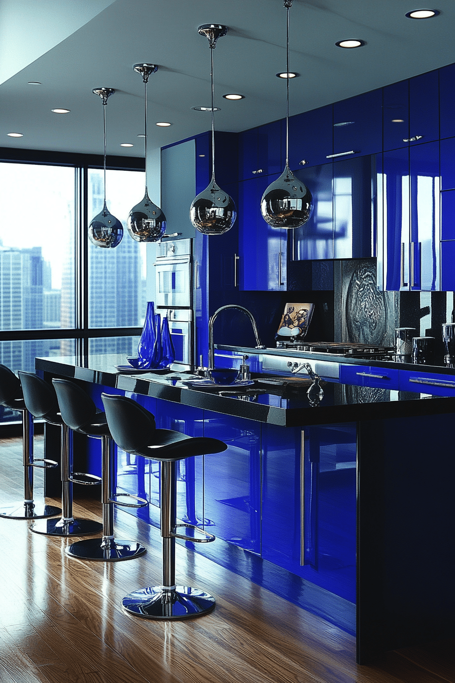 blue kitchen cabinets