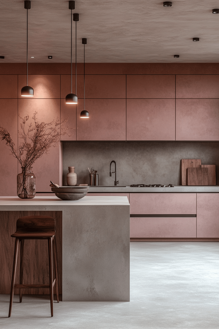 pink kitchen cabinets