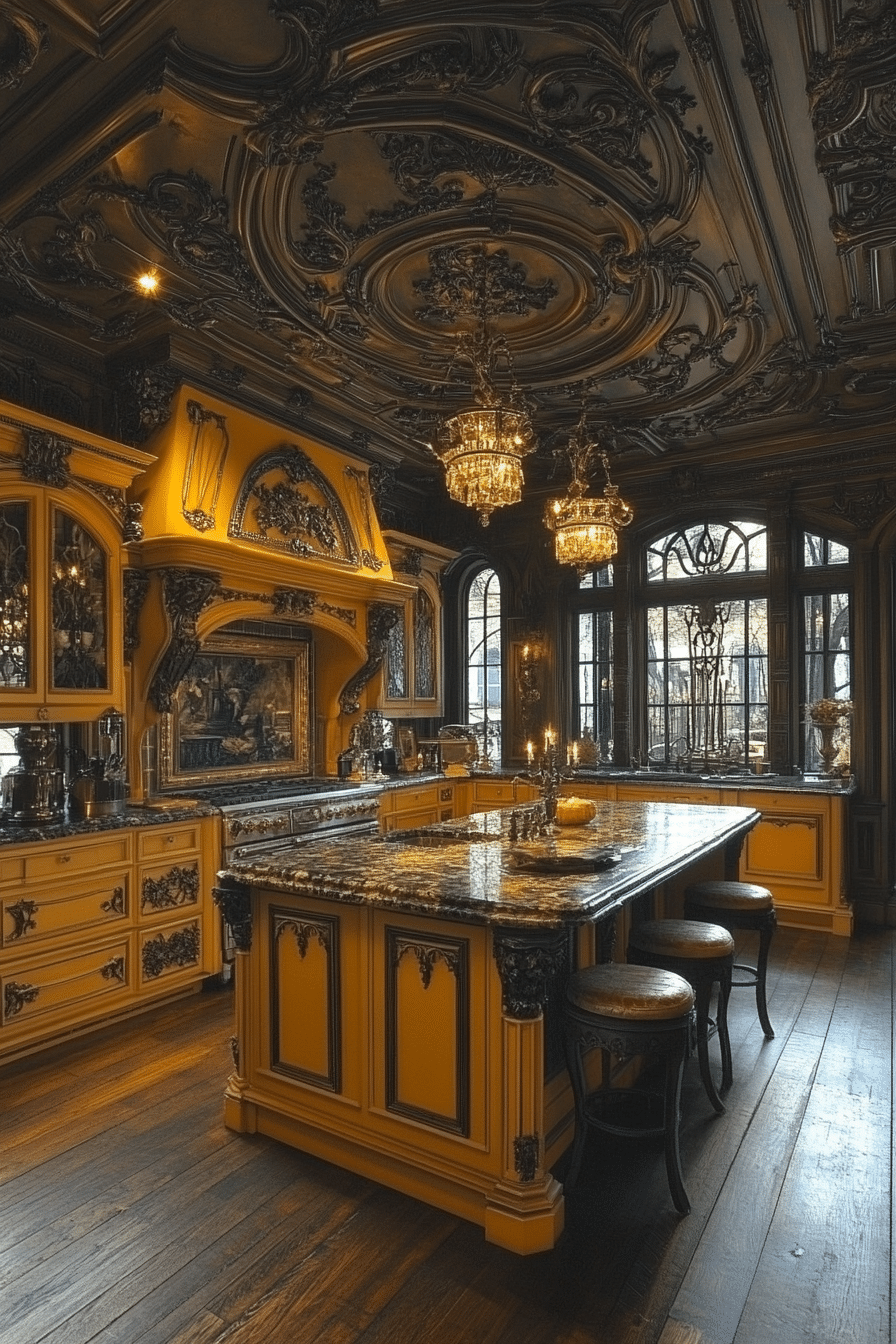 yellow kitchen cabinets