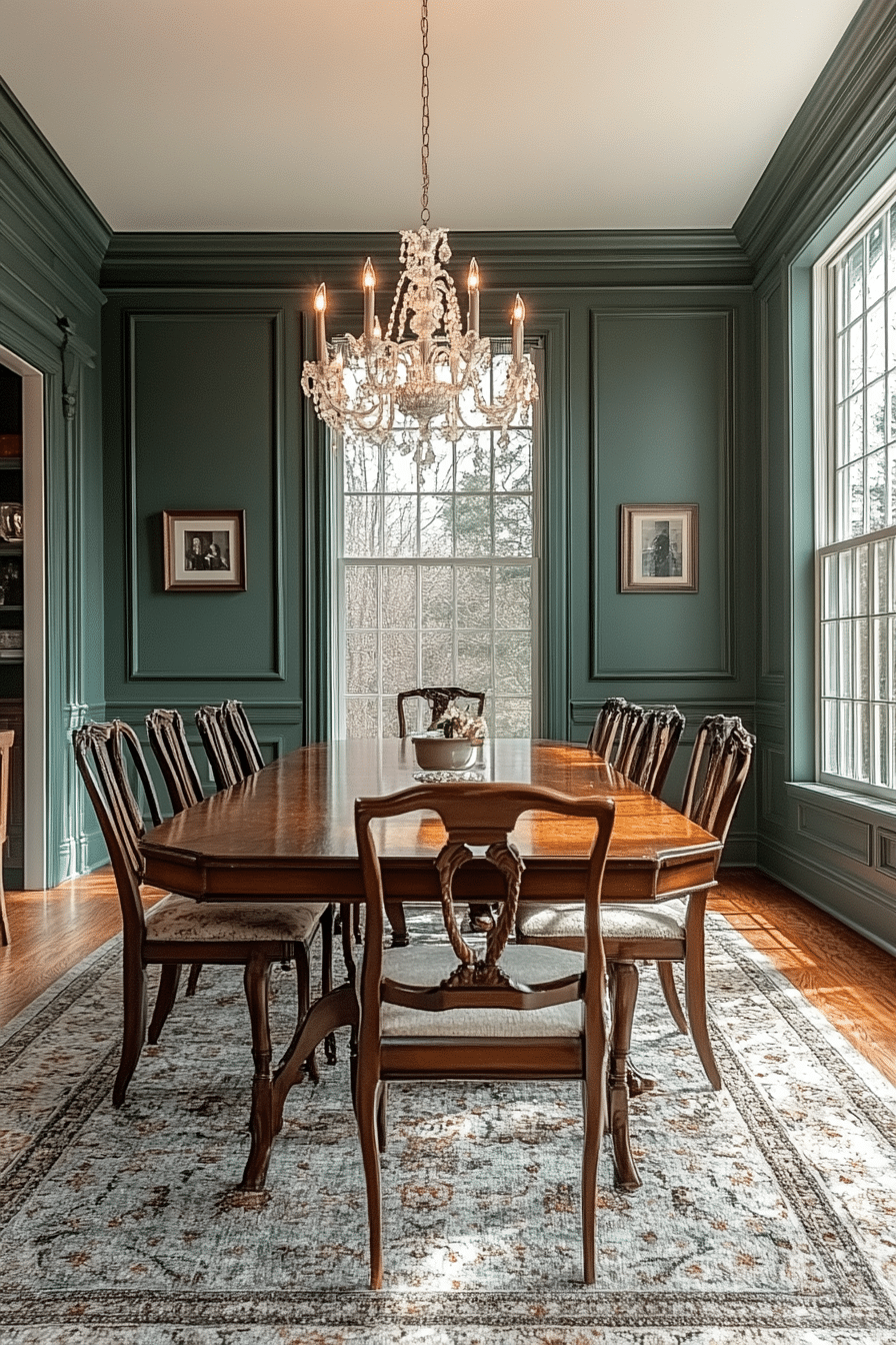 sage green dining room