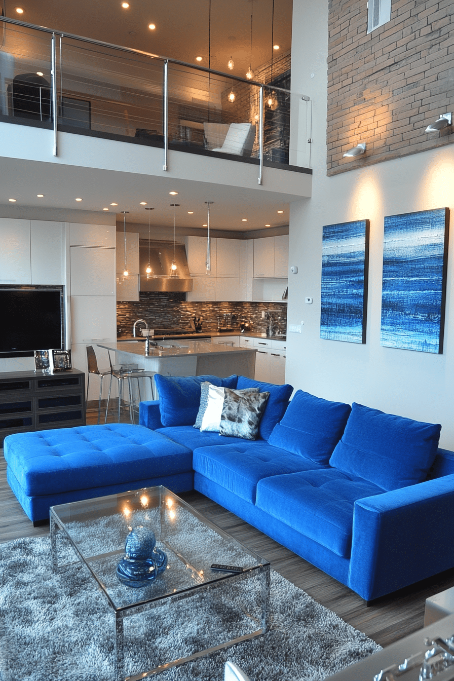 blue couch living room