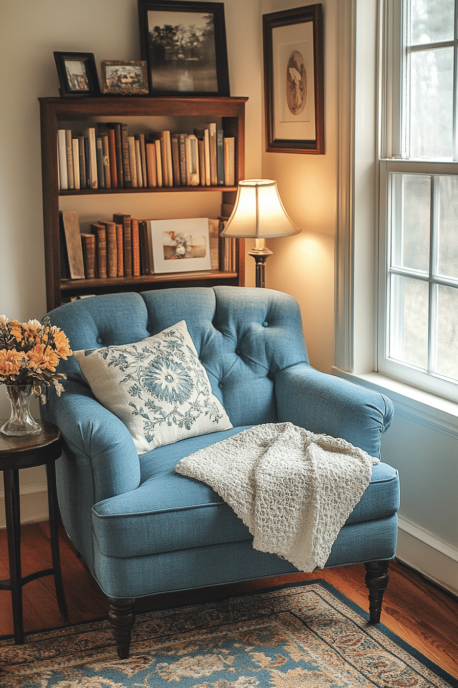 blue couch living room