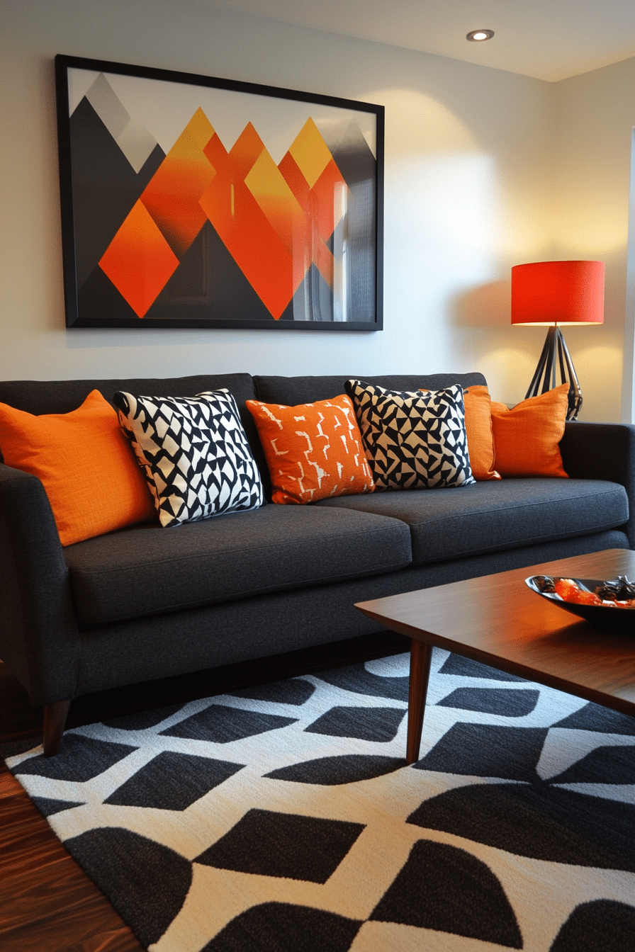 Charcoal couch living room