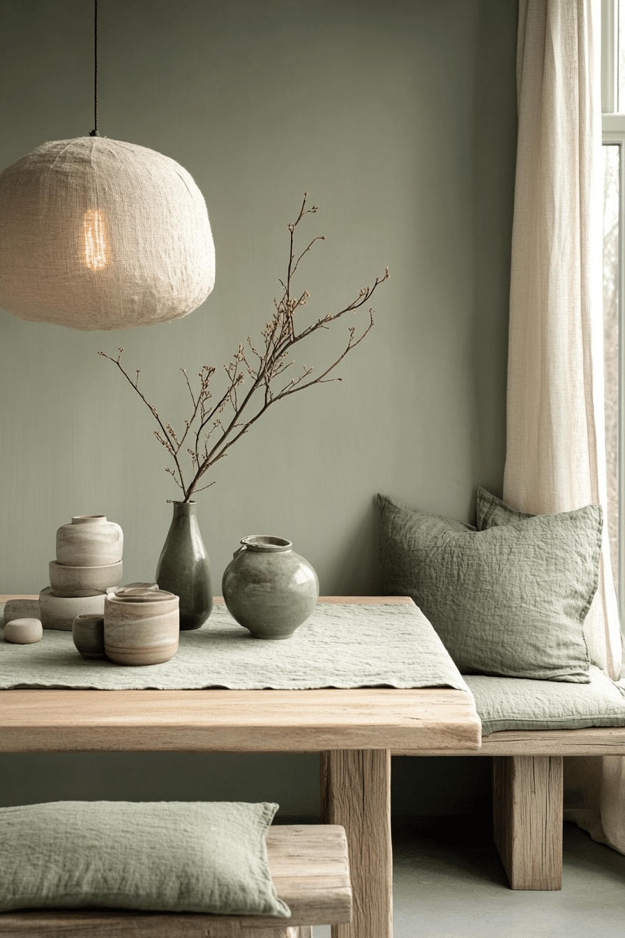 sage green dining room