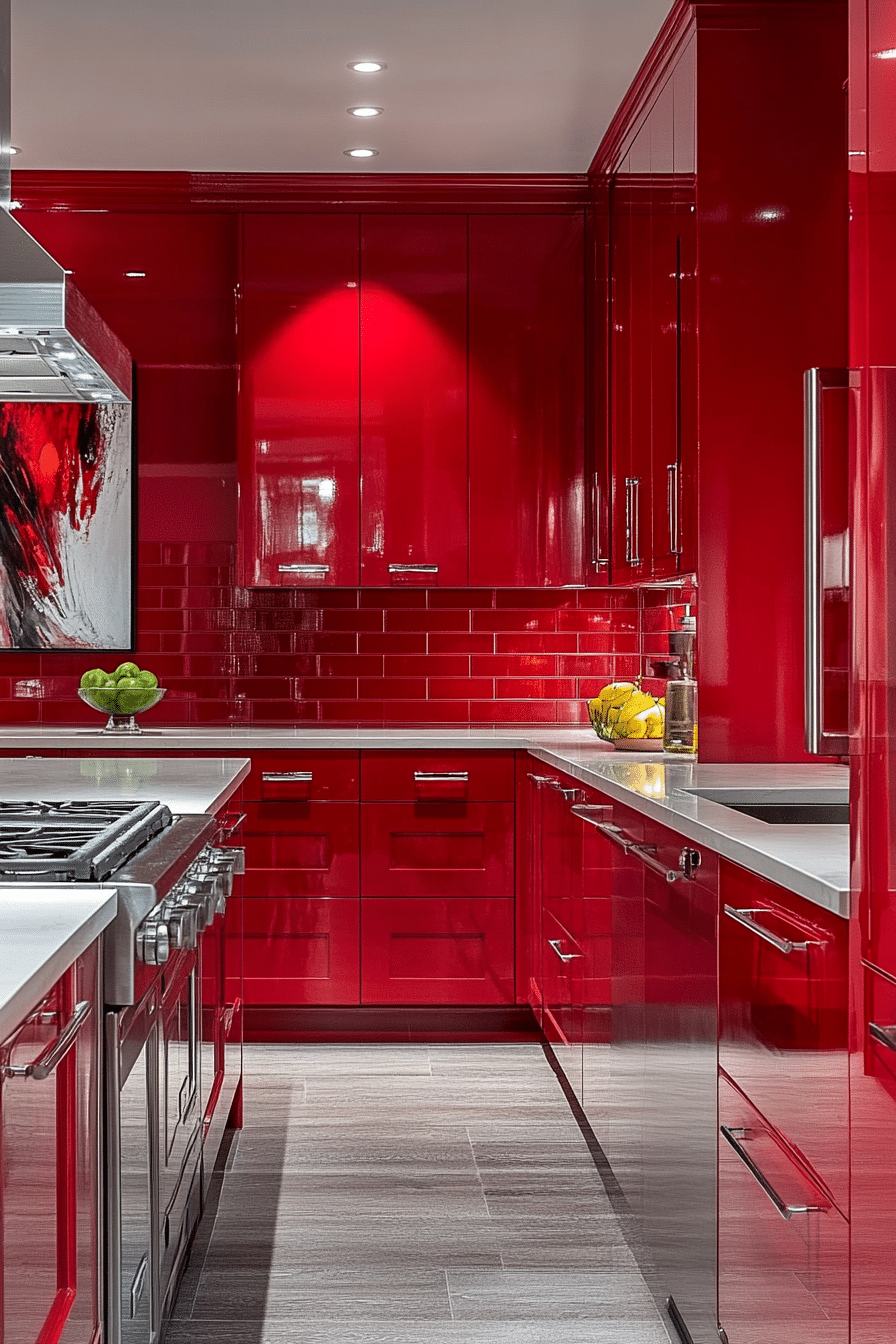 red kitchen cabinets