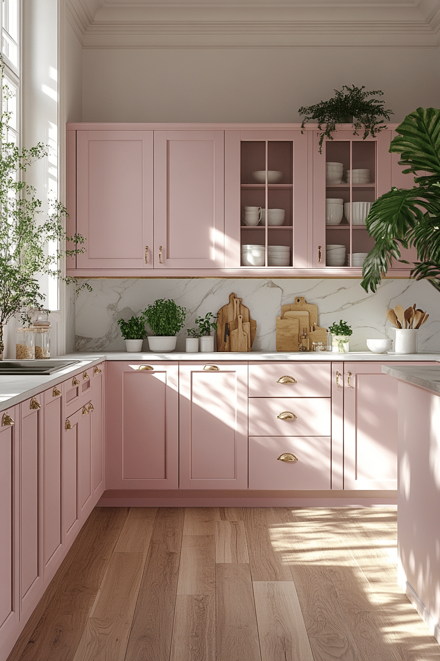 pink kitchen cabinets