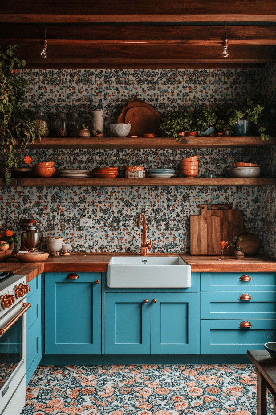 blue kitchen cabinets