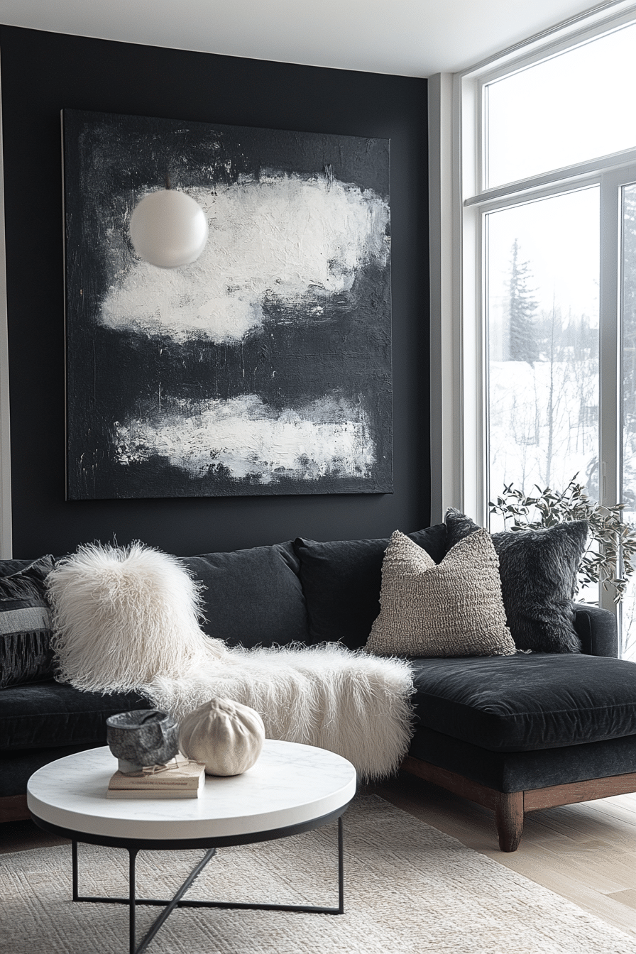 Dark grey sofa living room