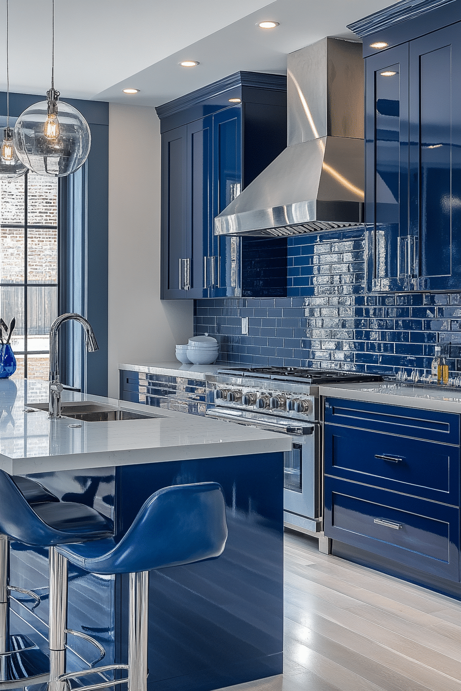 blue kitchen cabinets