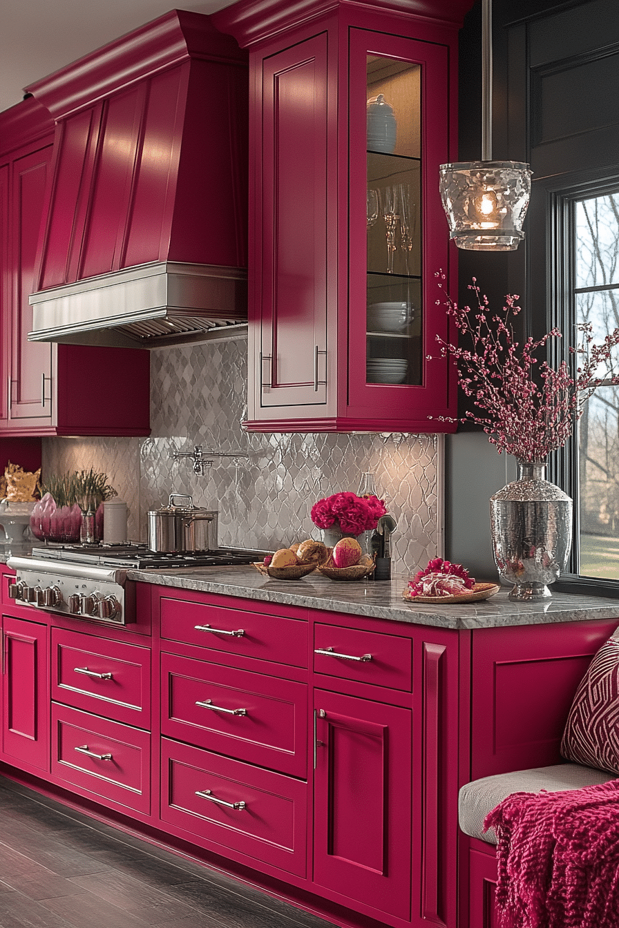 red kitchen cabinets