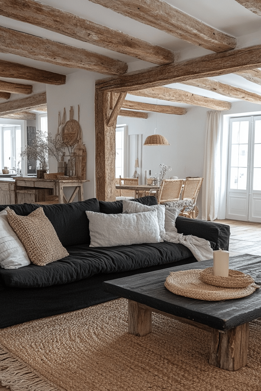 Black couch living room