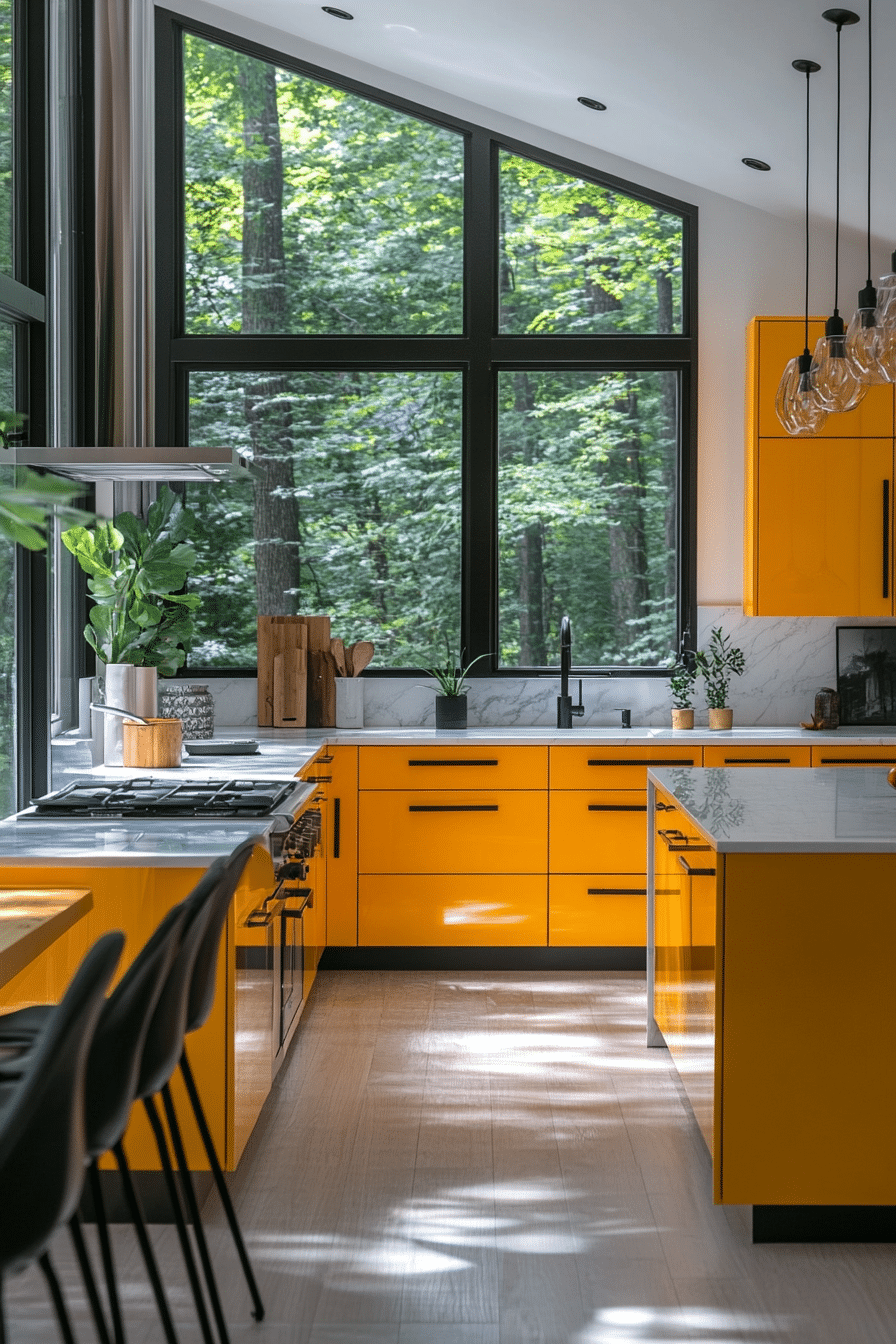 yellow kitchen cabinets