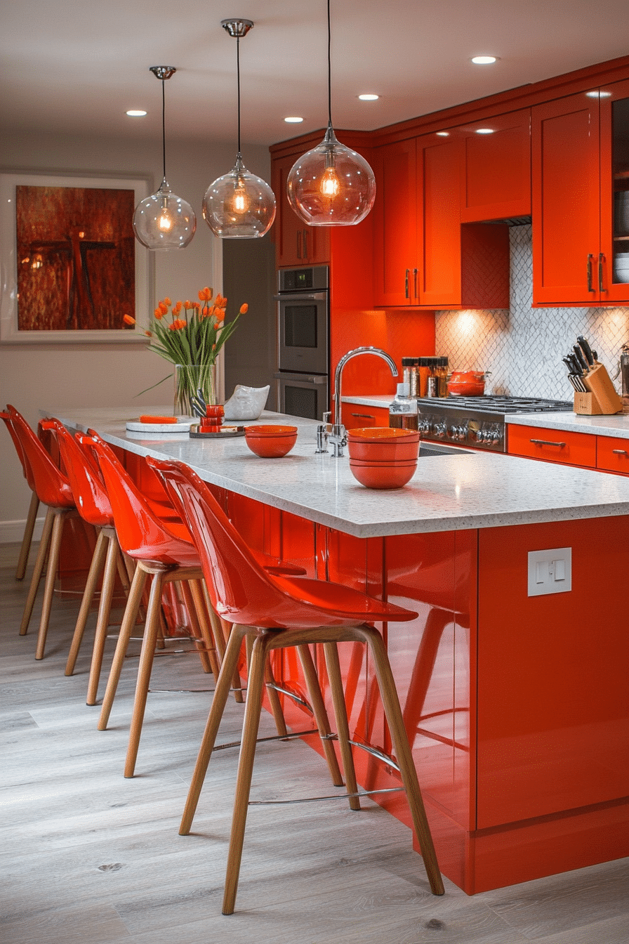 red kitchen cabinets