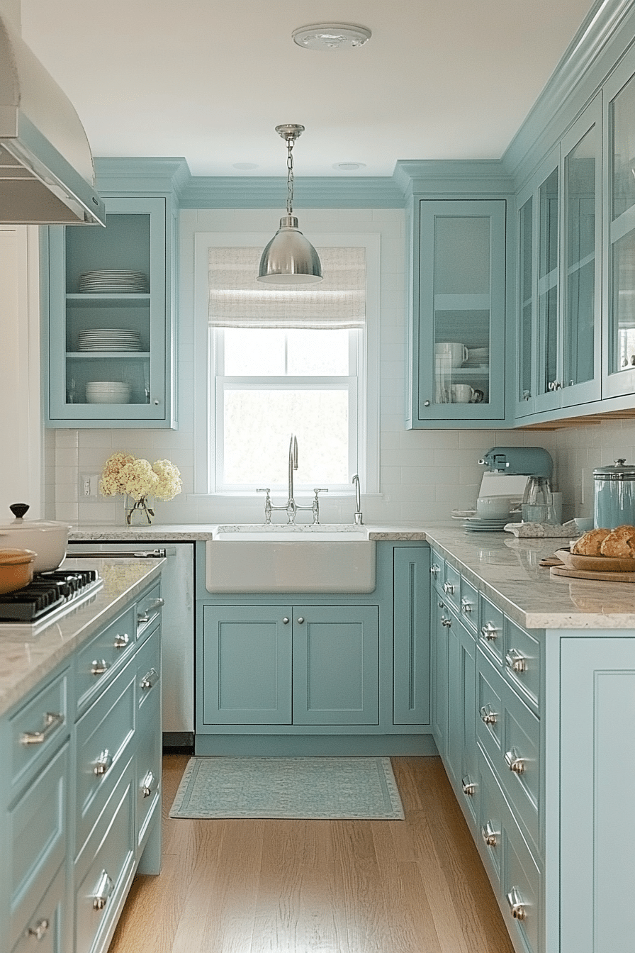 blue kitchen cabinets