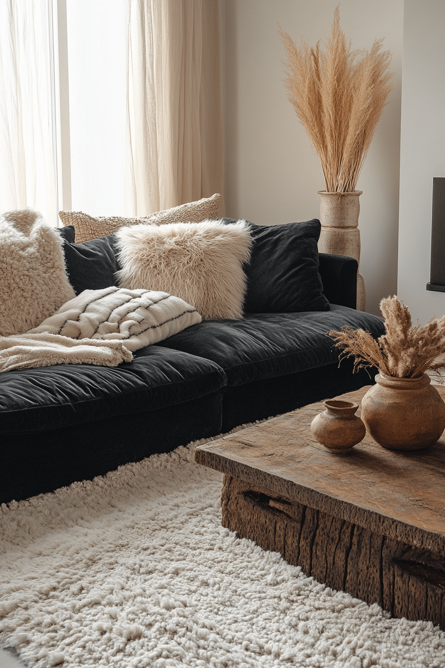 Black couch living room