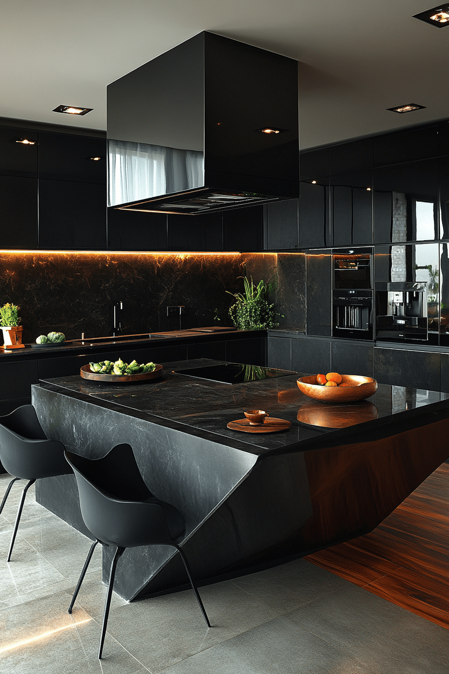 black kitchen cabinets