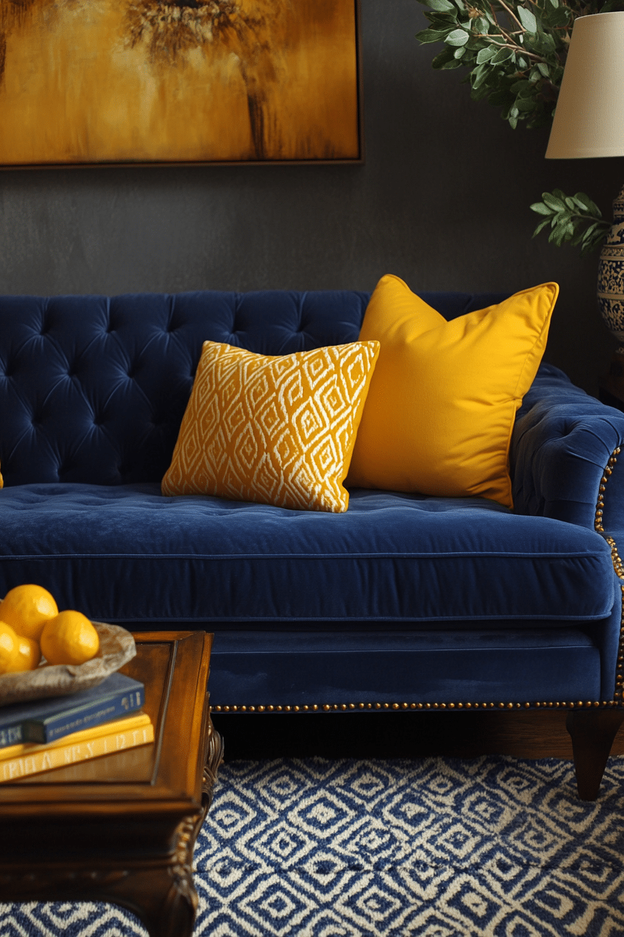 blue couch living room