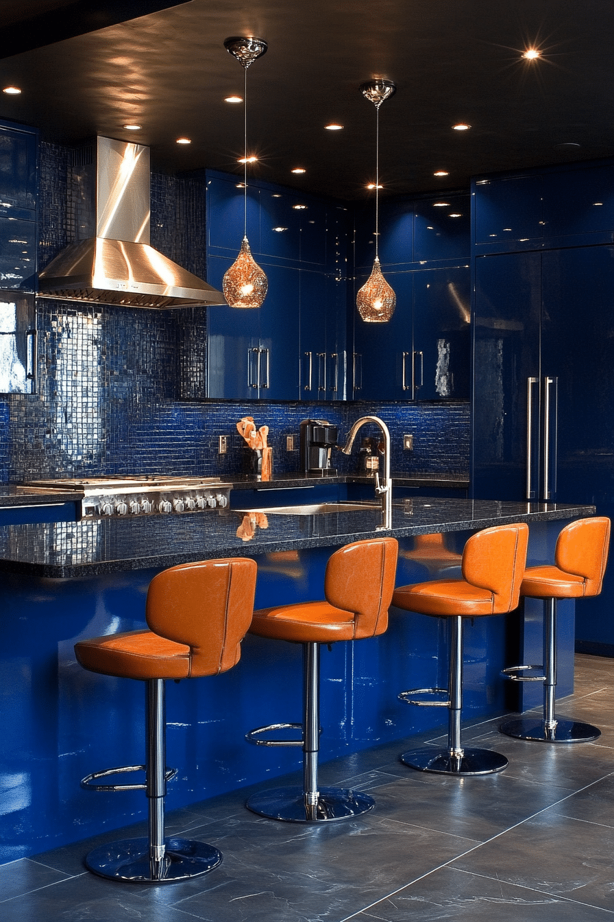 blue kitchen cabinets