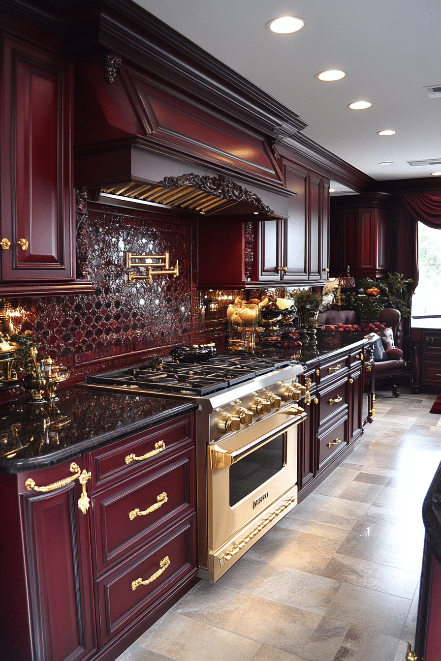 red kitchen cabinets