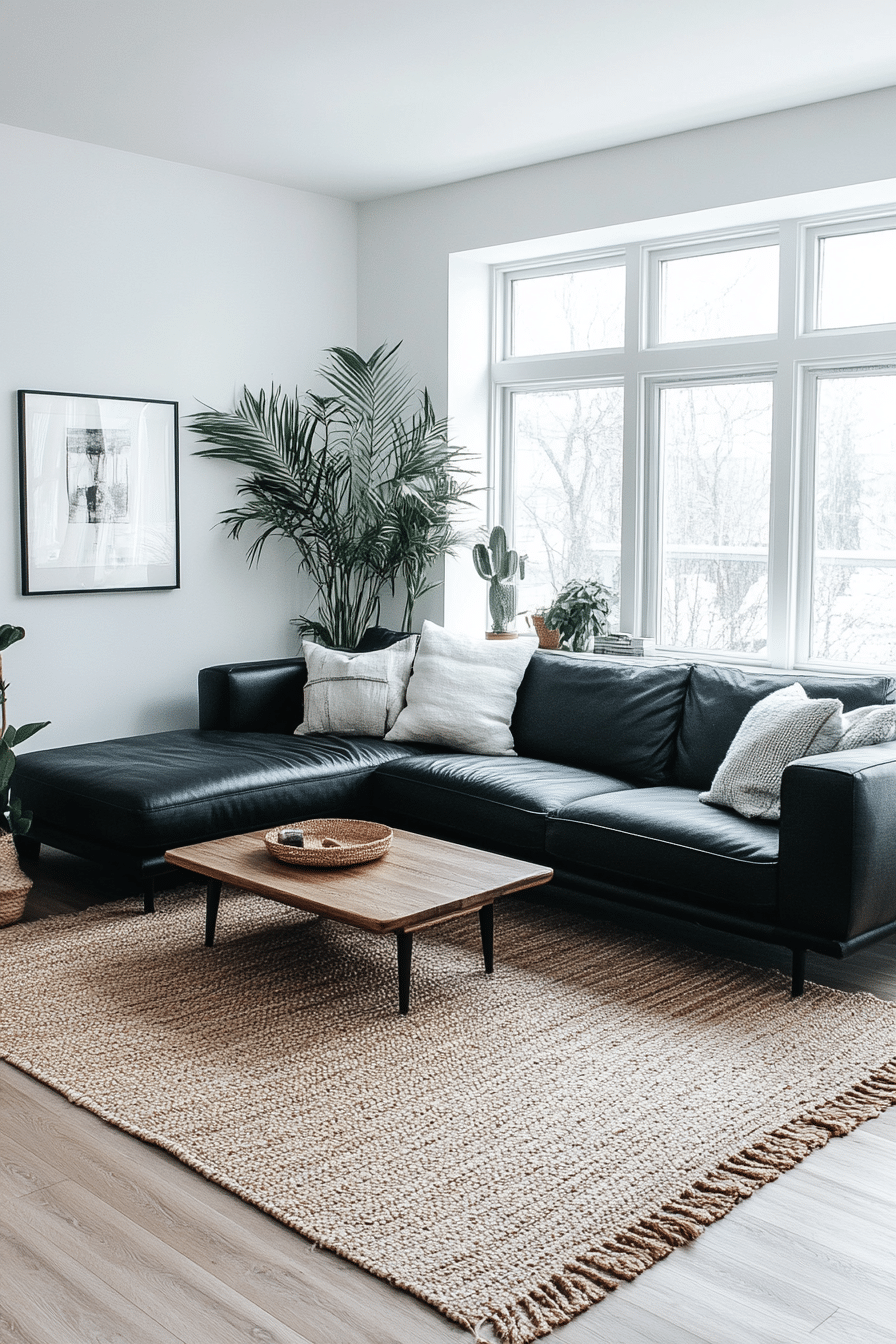 Black couch living room