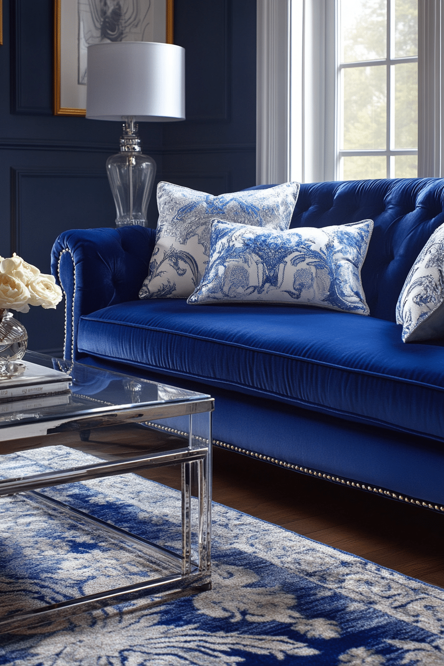 blue couch living room