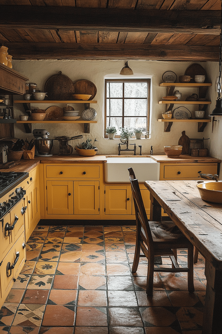 yellow kitchen cabinets