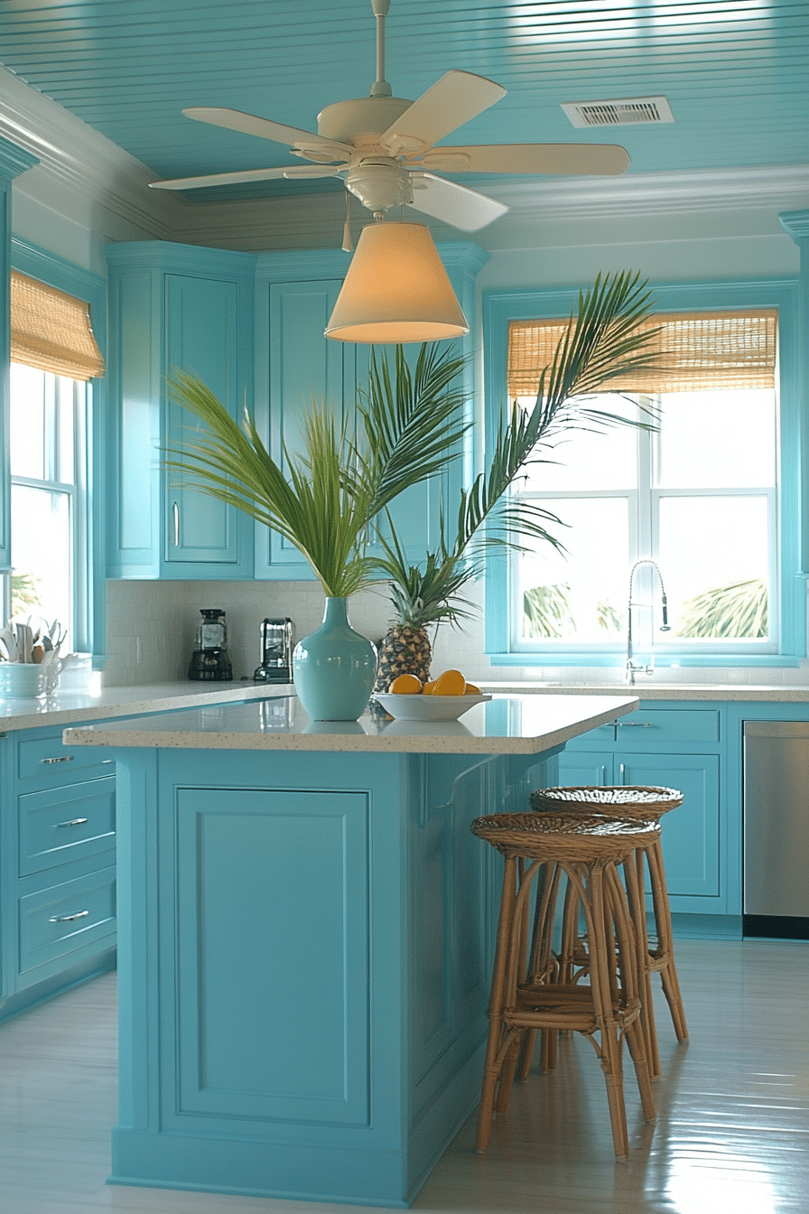 blue kitchen cabinets