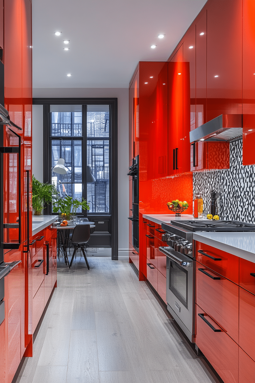 red kitchen cabinets