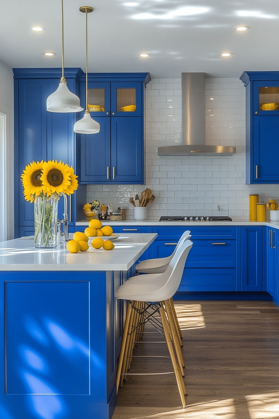 blue kitchen cabinets