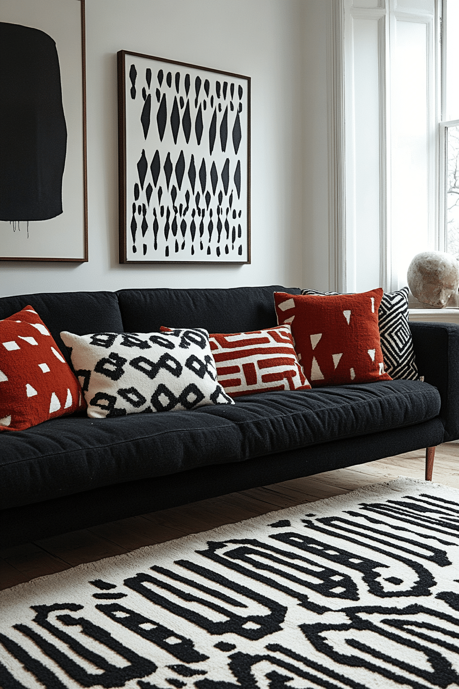 Black couch living room