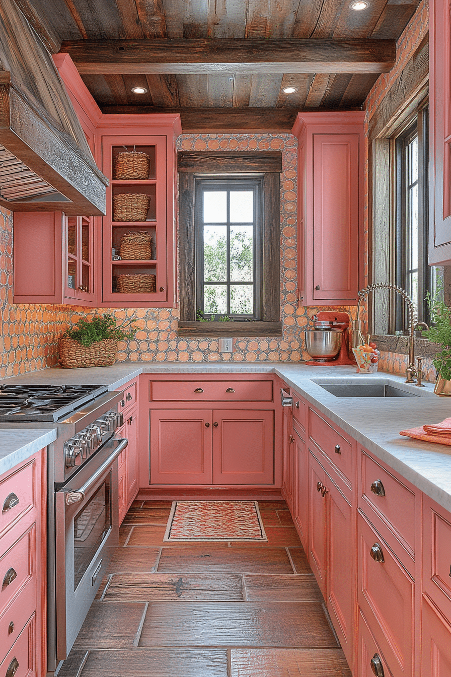 pink kitchen cabinets